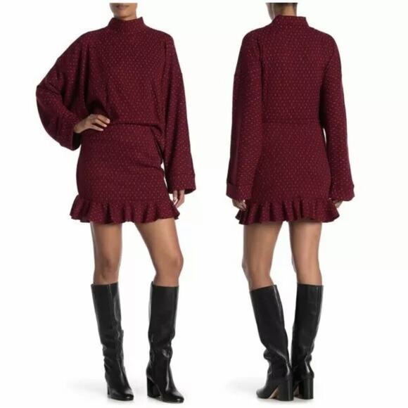 Free People Red Set the Mood Boho Matching Skirt Set - Picture 2 of 14